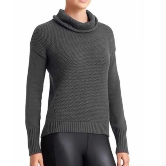 Athleta Women's Chunky Funnel TurtleNeck Cable Knit Sweater - Small - Picture 1 of 11